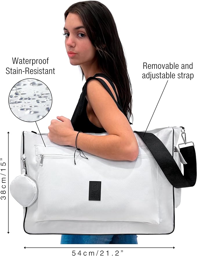 A Bolsa grande para mujer, bolsa de playa grande con cierre, bolsa de mano impermeable, resistente a manchas, bolsa de fin de semana para mujer, regalos adicionales: soporte para cosméticos y cartera..