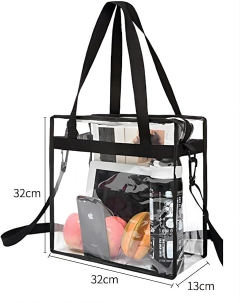 A Bolsa de Mano Transparente O Hombro para Mujer, Crossbody Bandolera Cruzad Impermeable Y Antirrobo con Correa Ajustable para Hombro.