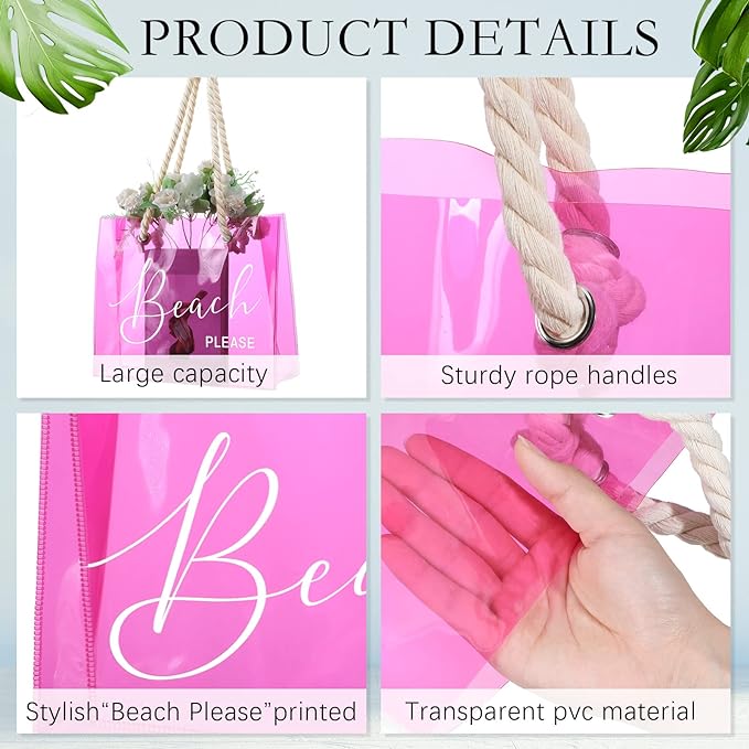 A Sweetude - Bolsa de playa transparente de PVC transparente para mujer, bolsa grande impermeable para estadio.