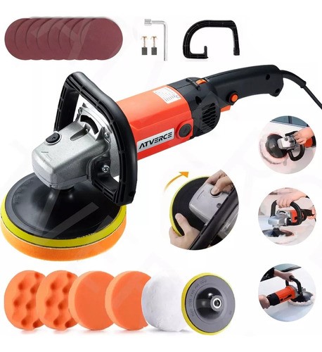 Pulidora Y Lijadora Para Autos Atverce 6 Velocidades 1400w