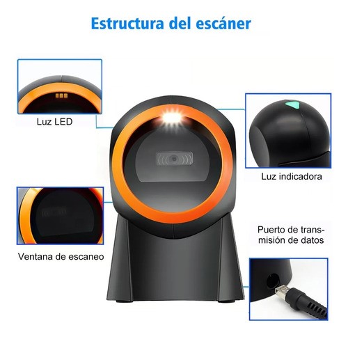 Lector Código Barras Omnidireccional 1d/2d/qr Usb Scanner