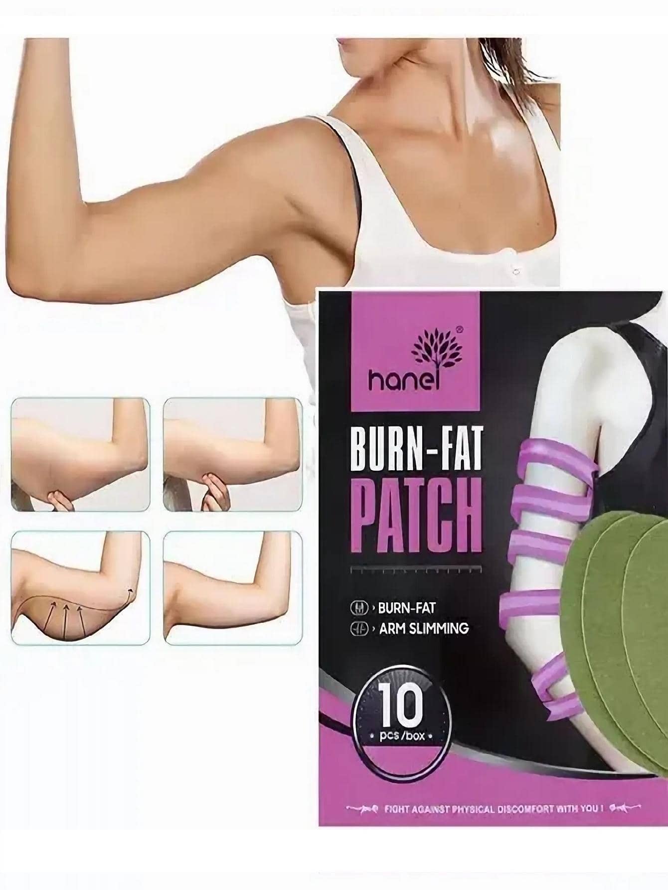 Parche Activo Adelgaza Brazos Y Quema Grasa Slim Body, Parche para quemar grasa, 10 piezas.