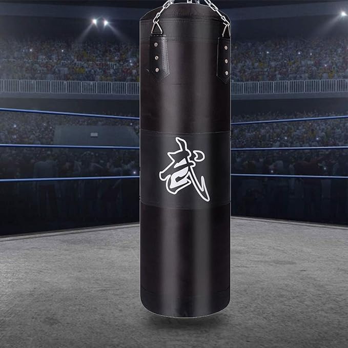 A Costal de Boxeo 120cm, Saco de Box de 3 Piezas, con Cadena, Gancho. Saco de Boxeo, Kit de Boxeo diseñado para MMA, Kickboxing, Muay Thai, Karate, Gimnasio en Casa.