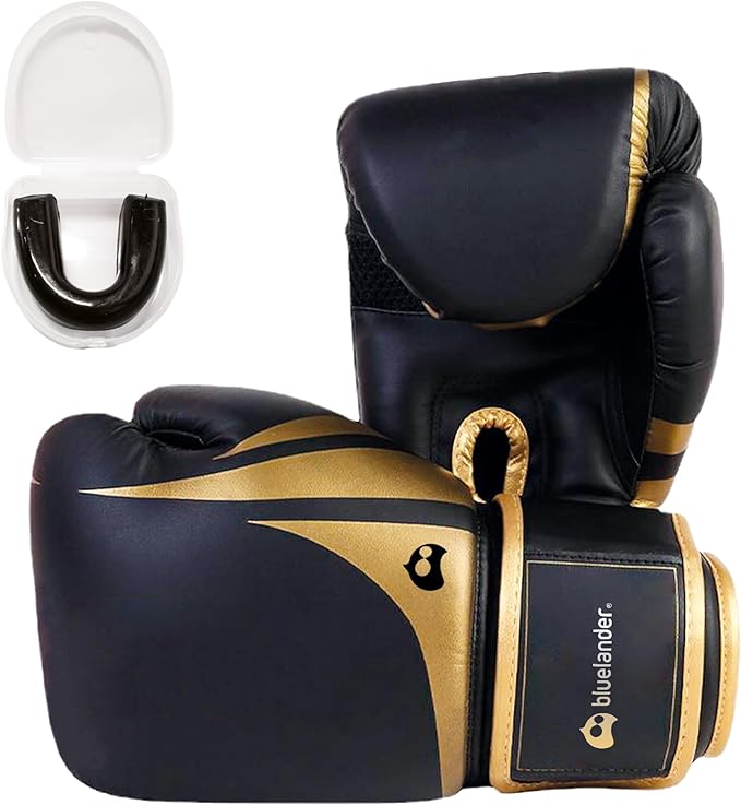 A Bluelander Guantes de Box, Guantes de Entrenamiento para Hombres y Mujeres, Protector Bucal Incluido, Absorción de Impactos, Correa de Velcro para Kickboxing, MMA.