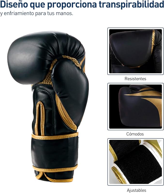 A Bluelander Guantes de Box, Guantes de Entrenamiento para Hombres y Mujeres, Protector Bucal Incluido, Absorción de Impactos, Correa de Velcro para Kickboxing, MMA.