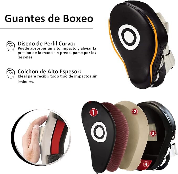 ASHDNSZD Manoplas de Boxeo, Guantes de Boxeo de Cuero Artificial de Entrenamiento Curvo,Costuras Reforzadas, Resistentes, para Muay Thai, Sanda, Dojo, Fighting.