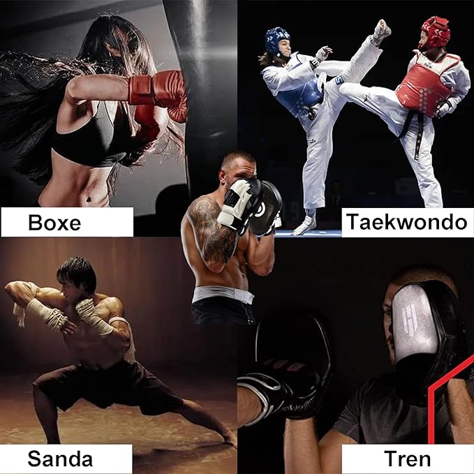 ASHDNSZD Manoplas de Boxeo, Guantes de Boxeo de Cuero Artificial de Entrenamiento Curvo,Costuras Reforzadas, Resistentes, para Muay Thai, Sanda, Dojo, Fighting.