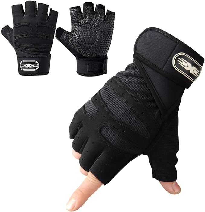 A DQST Guantes para Gym, Guantes Deportivos para Gimnasio, Guantes Antideslizante y Transpirable, Guantes Diseño con Protección de Muñecas para Hombre y Mujer para Correr, Montar Bicicleta.