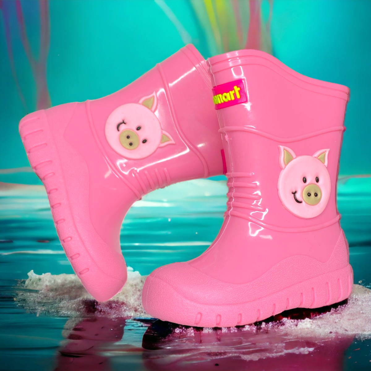 Botita De Lluvia Rosa Bebe O Niña Con Forro De Tela LAS CUATAS.