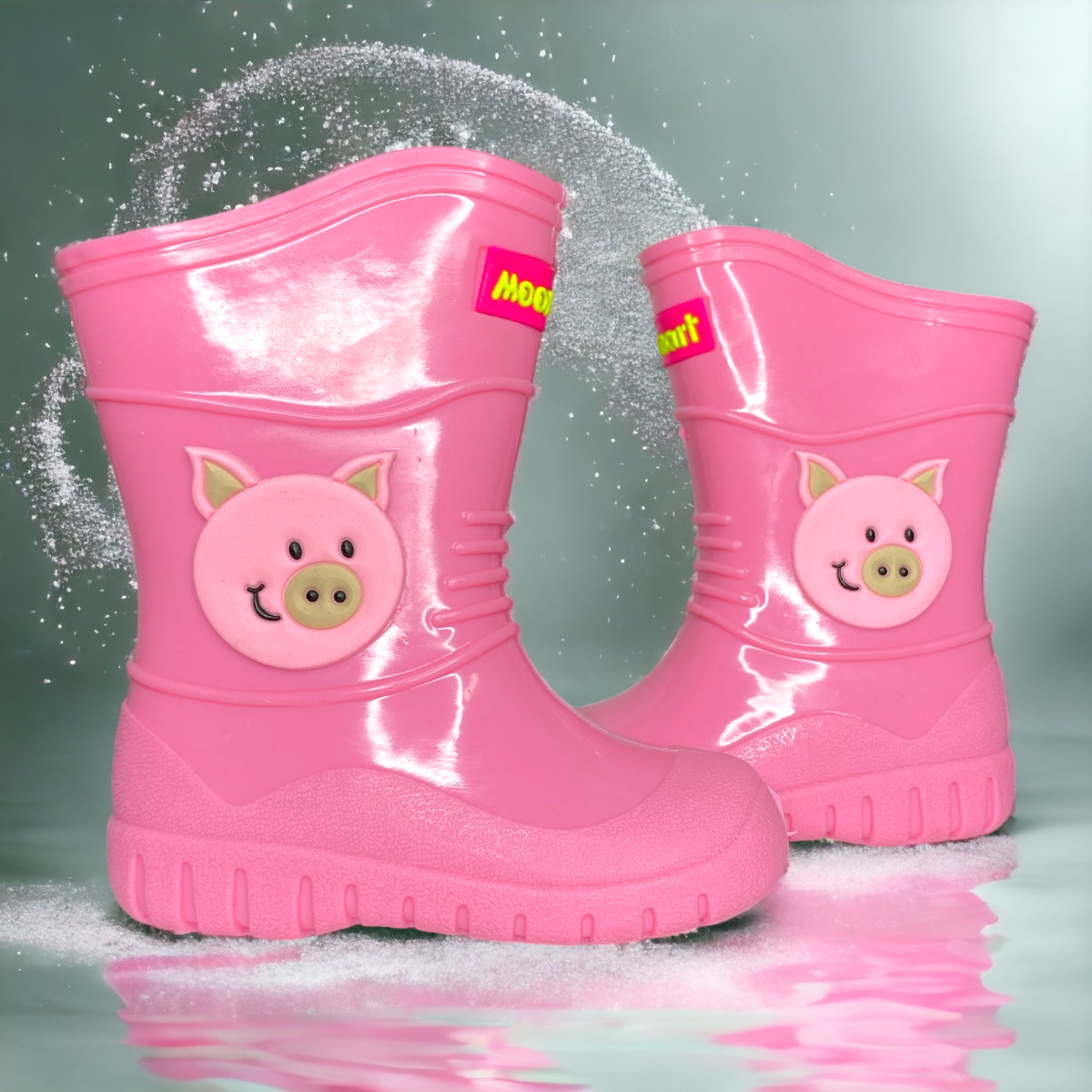 Botita De Lluvia Rosa Bebe O Niña Con Forro De Tela LAS CUATAS.