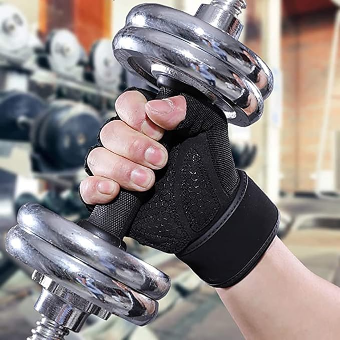 A DQST Guantes para Gym, Guantes Deportivos para Gimnasio, Guantes Antideslizante y Transpirable, Guantes Diseño con Protección de Muñecas para Hombre y Mujer para Correr, Montar Bicicleta.