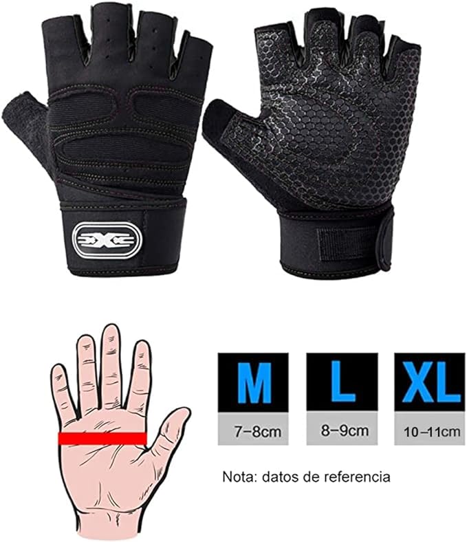 A DQST Guantes para Gym, Guantes Deportivos para Gimnasio, Guantes Antideslizante y Transpirable, Guantes Diseño con Protección de Muñecas para Hombre y Mujer para Correr, Montar Bicicleta.