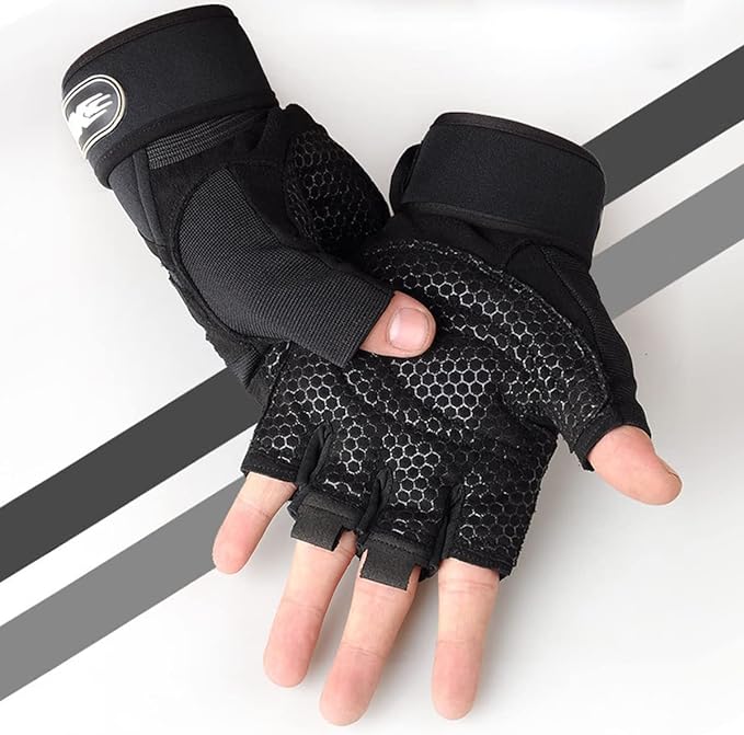 A DQST Guantes para Gym, Guantes Deportivos para Gimnasio, Guantes Antideslizante y Transpirable, Guantes Diseño con Protección de Muñecas para Hombre y Mujer para Correr, Montar Bicicleta.