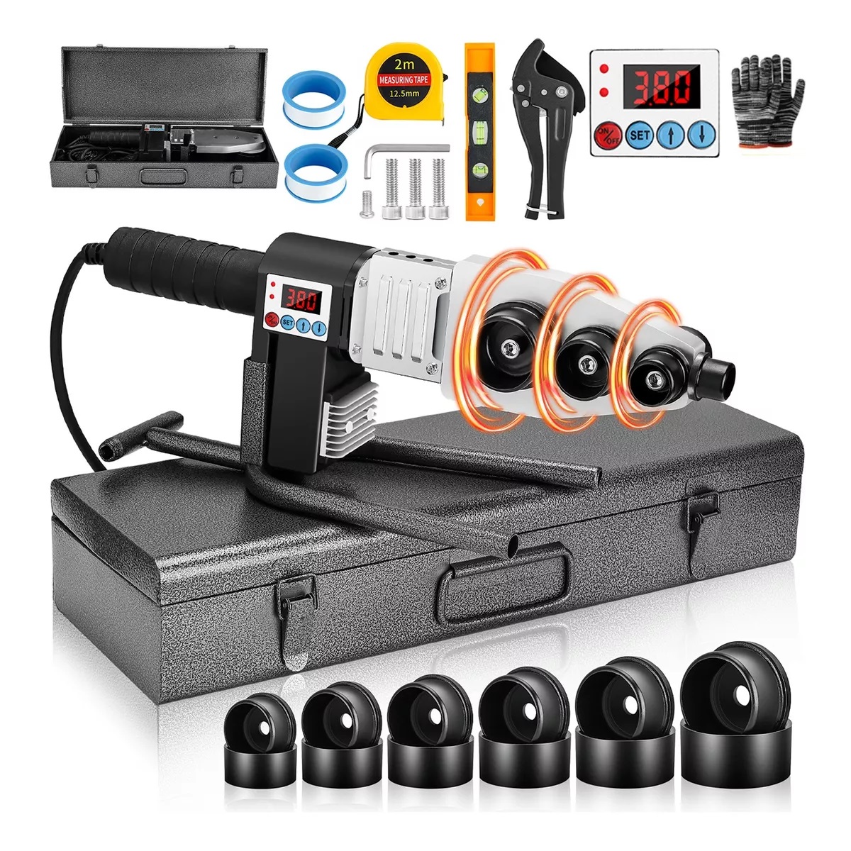 Termofusor Kit 1500w 0-380°c Digital Pantalla Dados+tijeras Negro