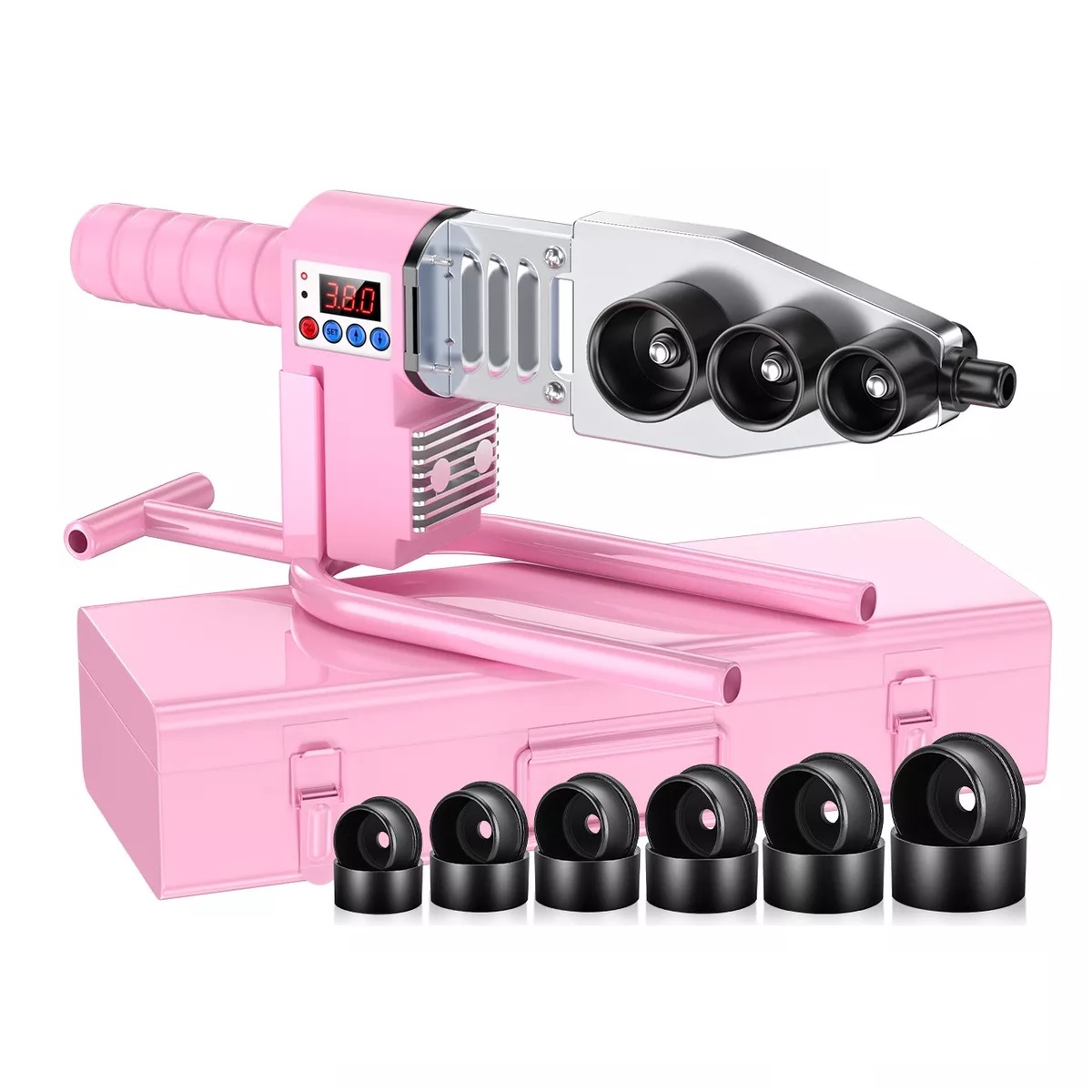 Termofusor Kit 1500w 0-380°c Digital Pantalla 6dados+tijeras Rosa