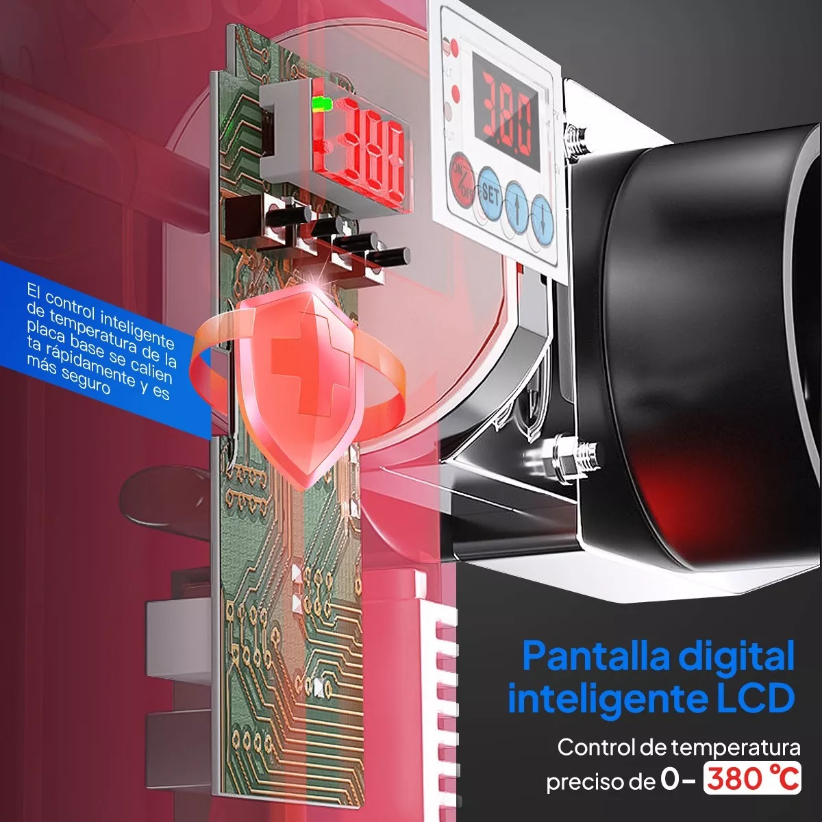 Termofusor Kit 1500w 0-380°c Digital Pantalla 6dados+tijeras Rosa