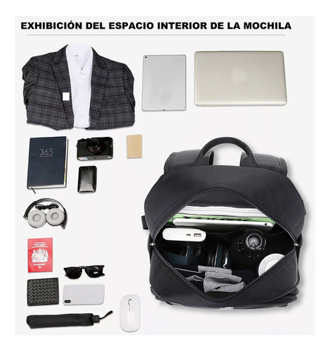 Mochila Mujer Hombres Escolar Moda Impermeable Mochilas Juvenil Estudiante Casual Con Compartimento Para Laptop Color Negro Diseño de la tela Tela oxford
