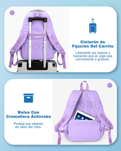 Mochila escolar Iforu Antirrobo Mochila-07N color violeta oscuro diseño liso 30L