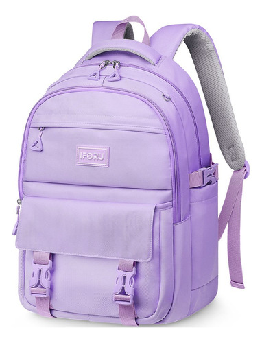 Mochila escolar Iforu Antirrobo Mochila-07N color violeta oscuro diseño liso 30L