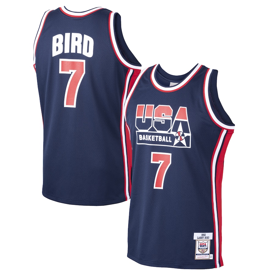 Nuevo! Jersey Dream Team USA Azul Numero y Nombre BORDADOS Larry Bird 7 Talla L.