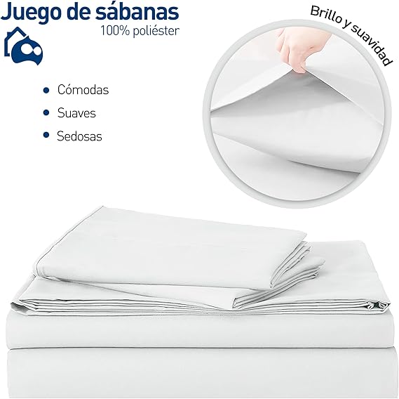 A Bluelander Juego de Sabanas, Sabanas King Size, 4 Piezas, 1800 Hilos, Cómodas y Frescas, Calidad de Lujo, Hipoalergénicas, Lavado a Máquina (Blanco, King).