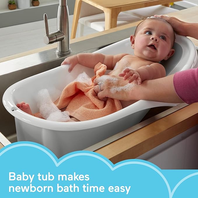 A Fisher-Price HDB52 Bañera con Soporte Simple para Bebé, Color Blanco, 1 Unidad.