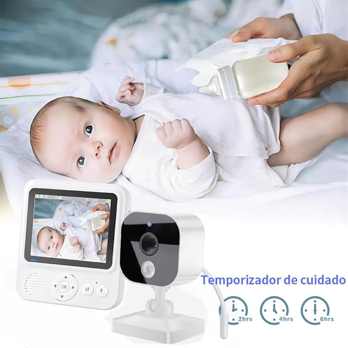 A vantisan Monitor Bebé, 2.8''HD Monitor con Camara para Bebe Portable Screen, Visión Nocturna Infrarroja, Monitoreo de Temperatura, Comunicación bidireccional, Canciones de Cuna y Encriptación Digital.