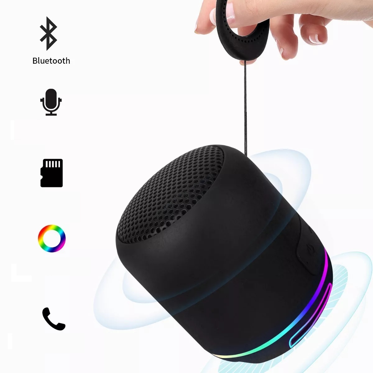 Bocina Portátil Con Bluetooth Mini Bocina Radio Y Luz Led negro