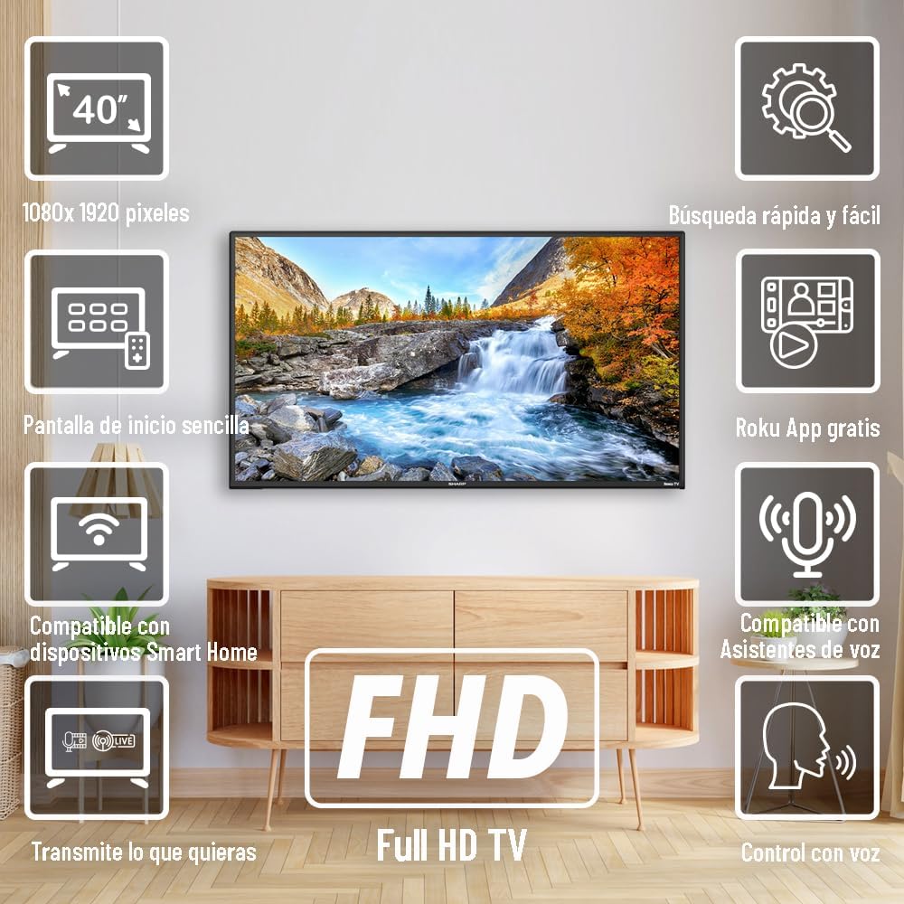 Pantalla Sharp 40 Pulgadas Roku FHD 2T-C40EF4UR.