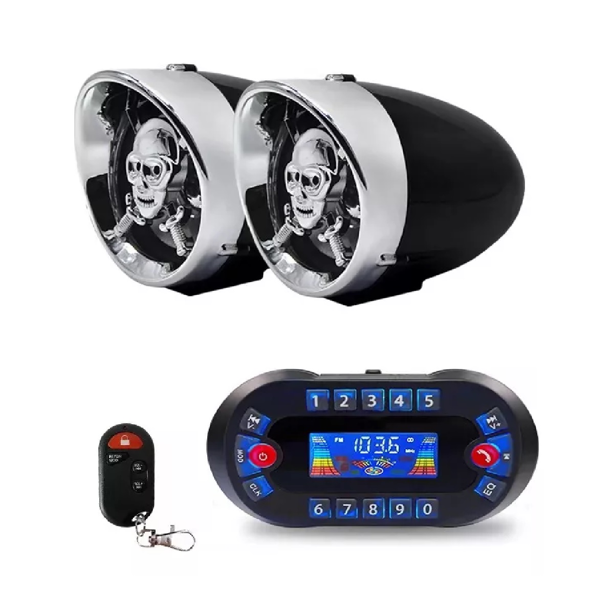 Estéreo Moto Bocinas Mp3 Usb Sd Bluetooth A Prueba De Agua negro
