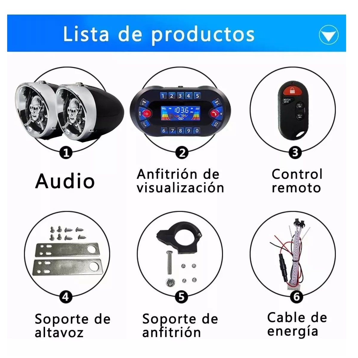Estéreo Moto Bocinas Mp3 Usb Sd Bluetooth A Prueba De Agua negro