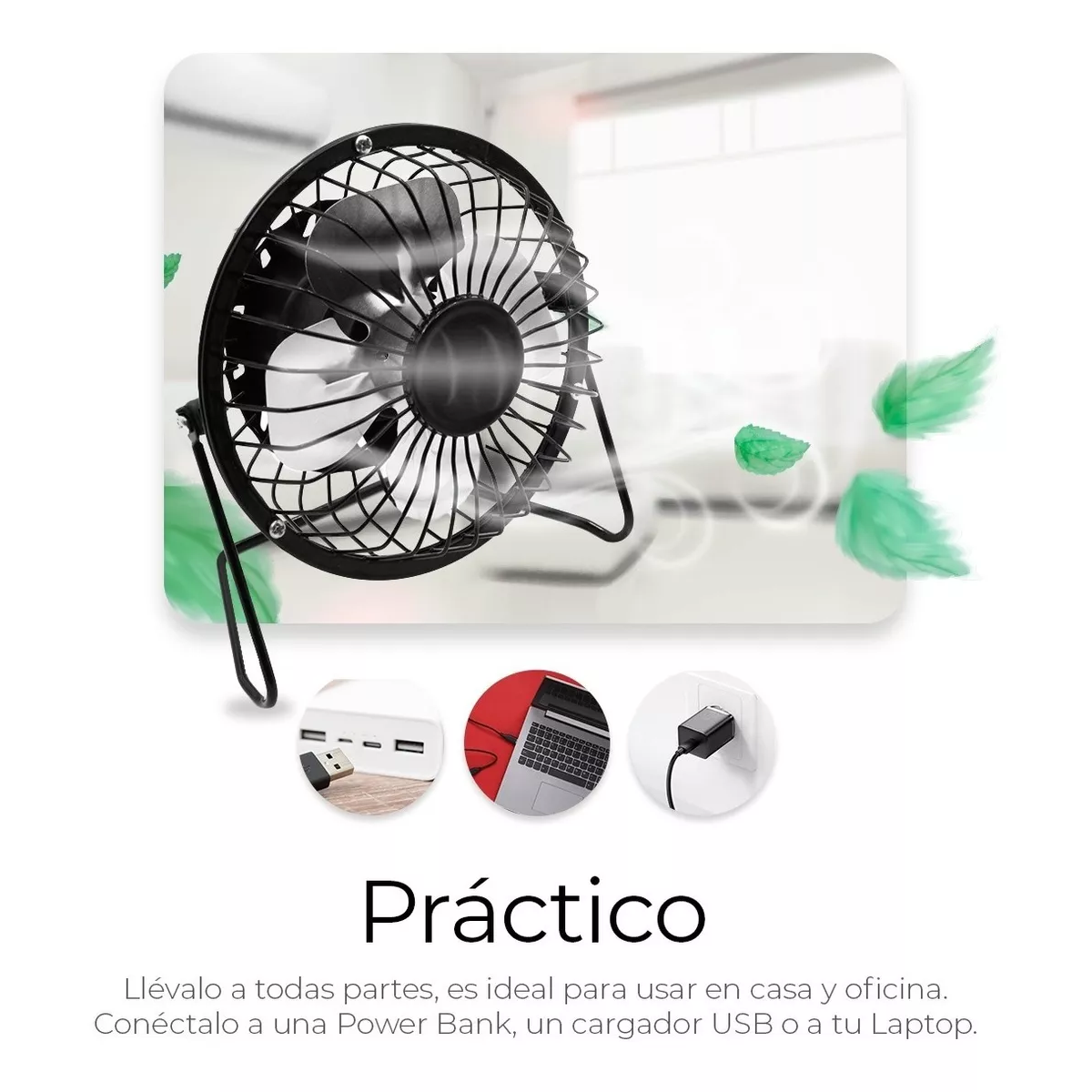Ventilador De Escritorio Usb Pequeño Aspas De Metal 14cm