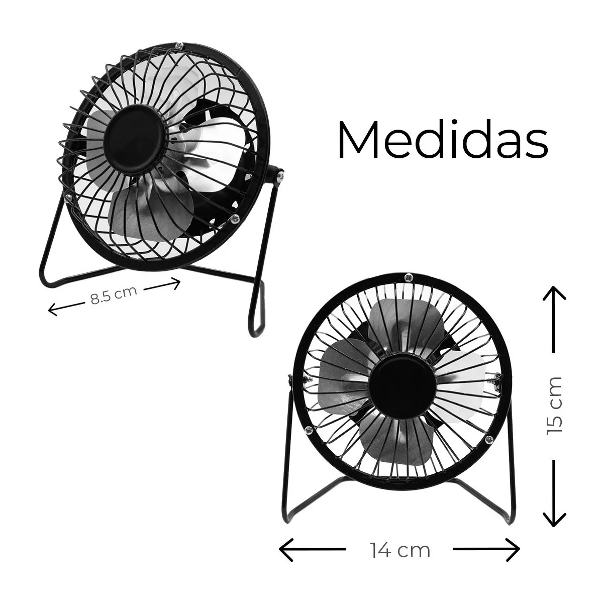 Ventilador De Escritorio Usb Pequeño Aspas De Metal 14cm