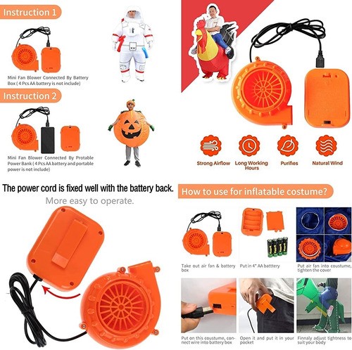 "Mini Ventilador Soplador Para Disfraz De Dinosaurio Inflable naranja "