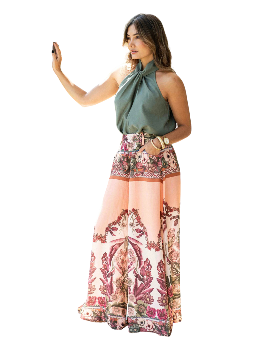 Pantalón Palazzo Helena J&B Talla L Color Curuba.