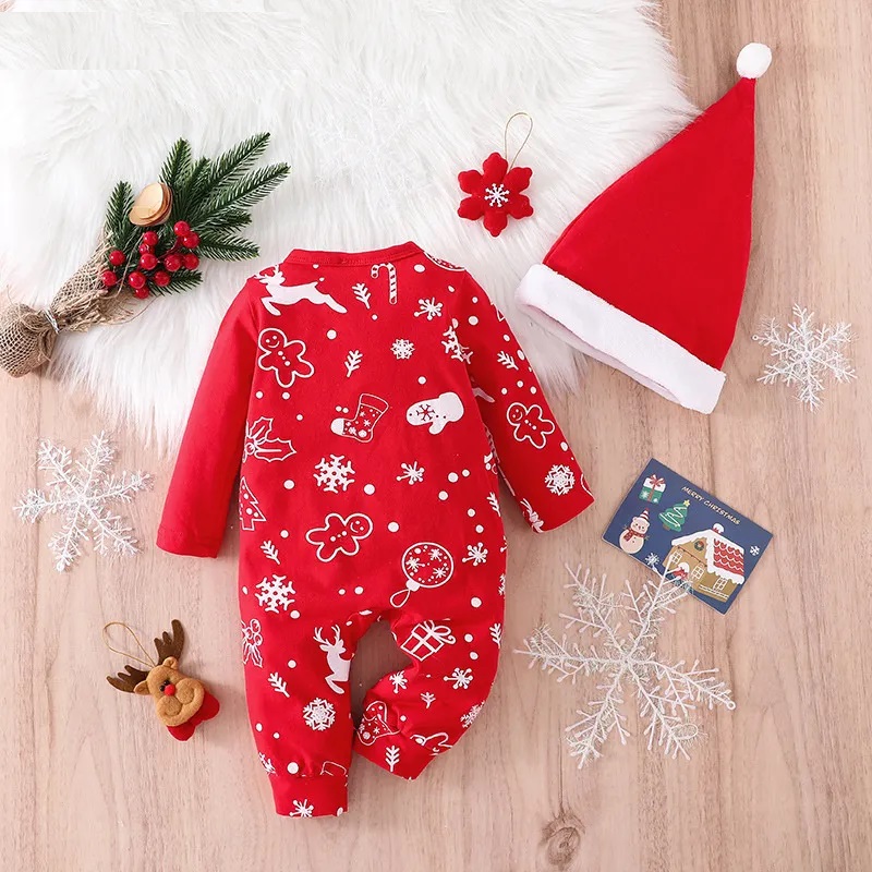 Disfraz Bebe Venado Rojo Alce Gorro Navidad Algodón Manga Larga.