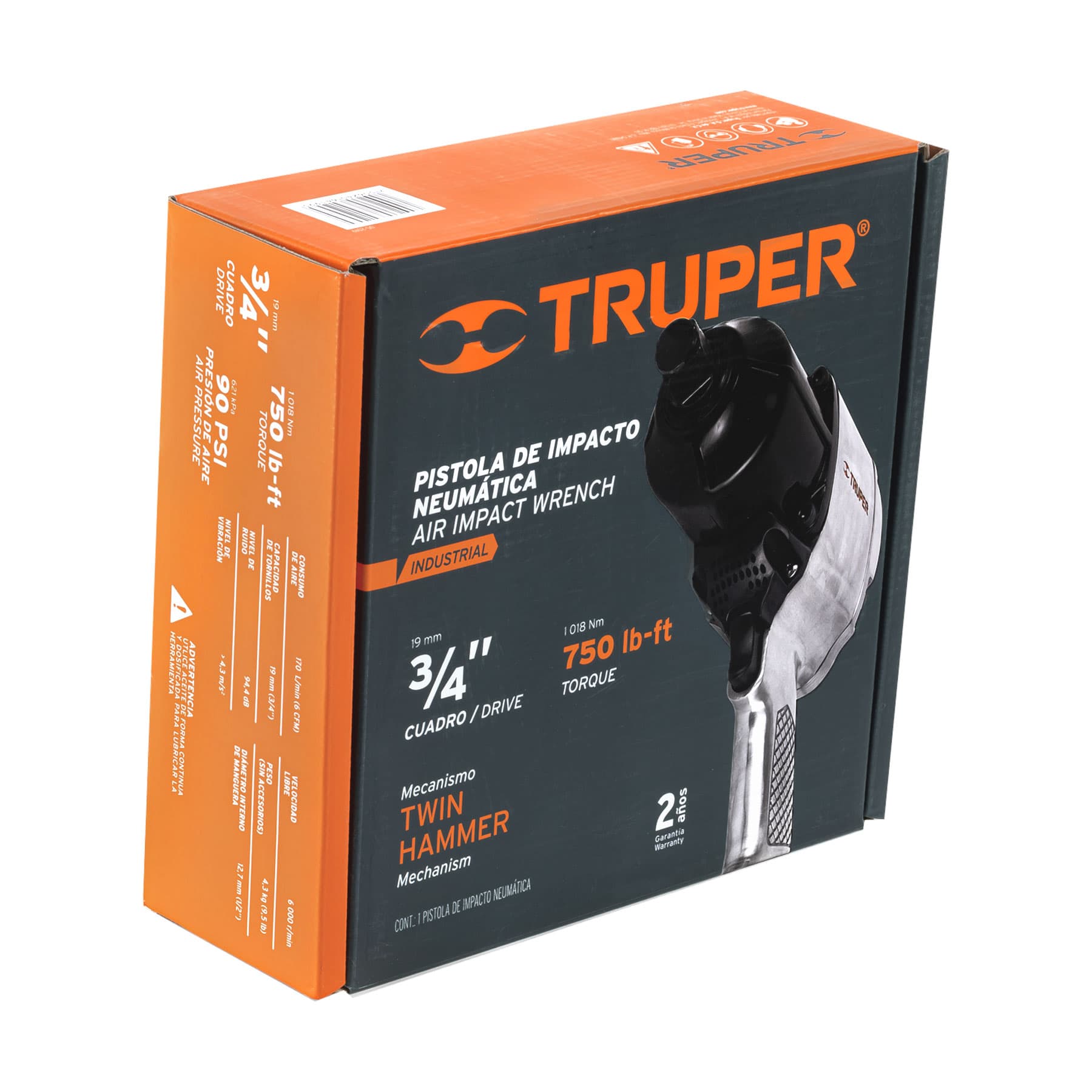 Llave de impacto neumática Truper 3.4 pul industrial TPN776X2 plateado