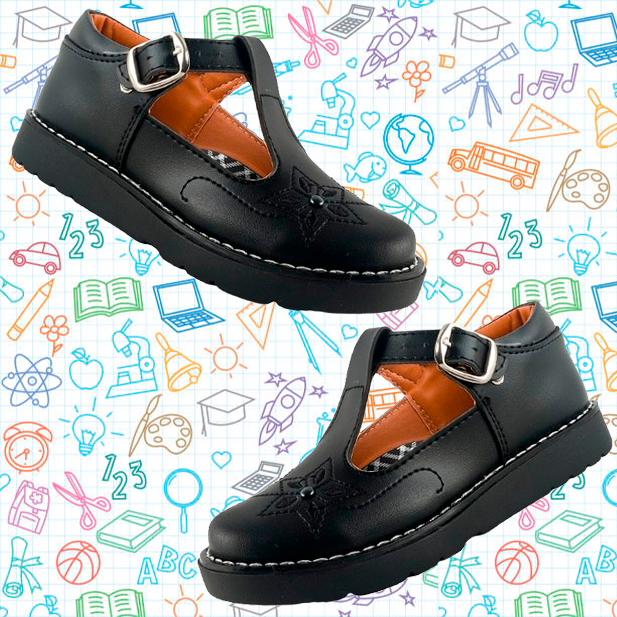 Zapato Bota Niña Escolar Negro Arco Soporte Cómodo 17819-n