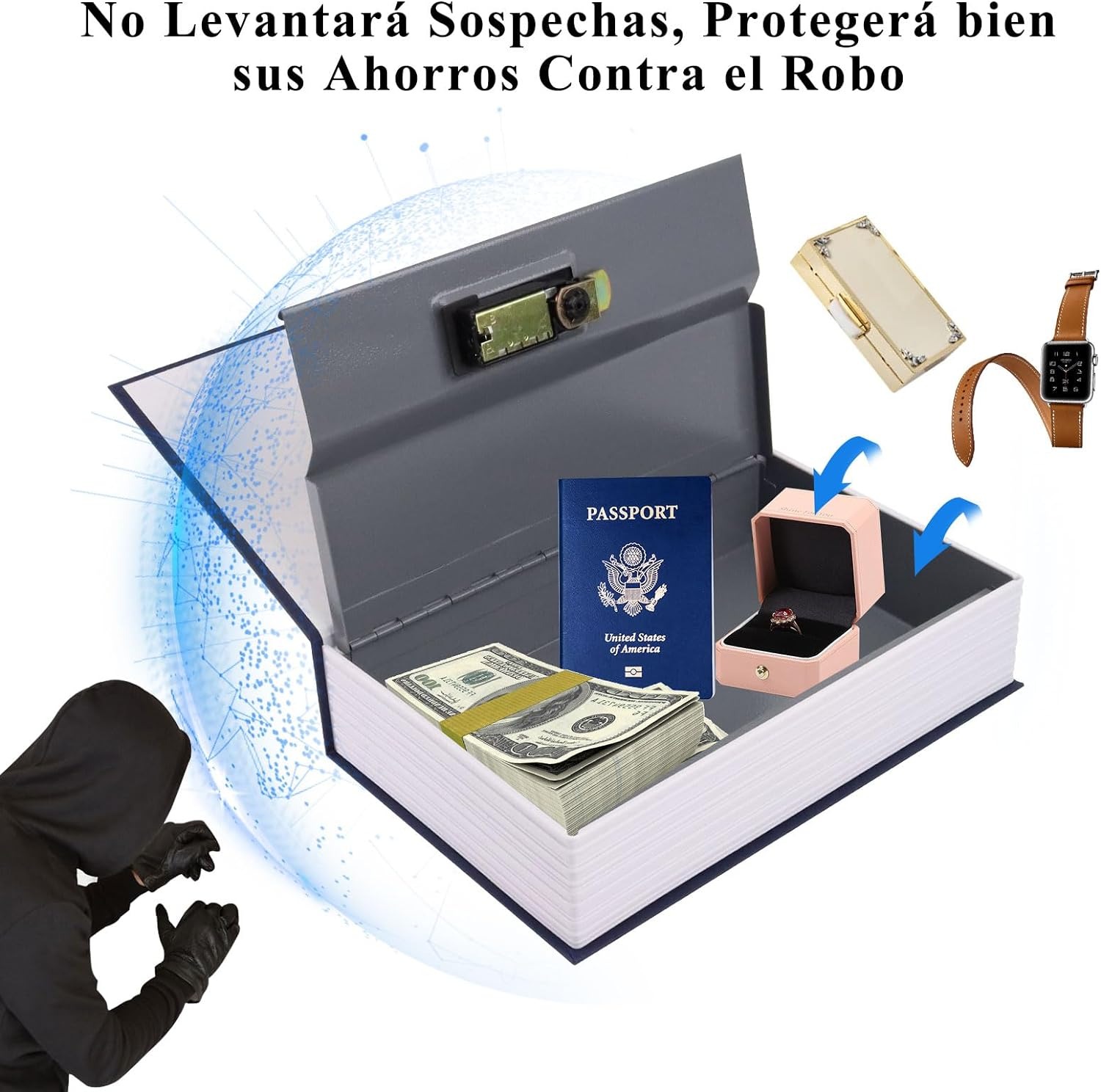 Caja Fuerte De Camuflaje Alcancía Forma De Libro Con Llaves