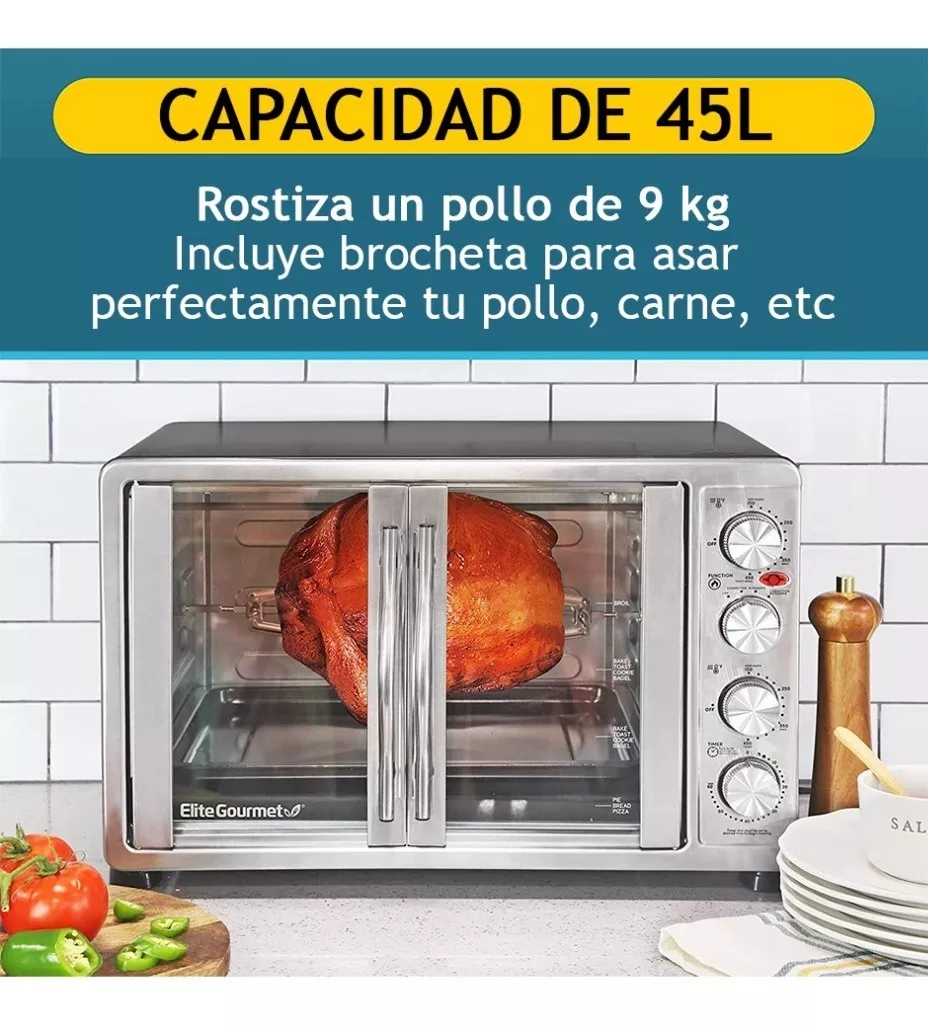 Horno Elite Gourmet De Doble Puerta Con Asador Y Convección .