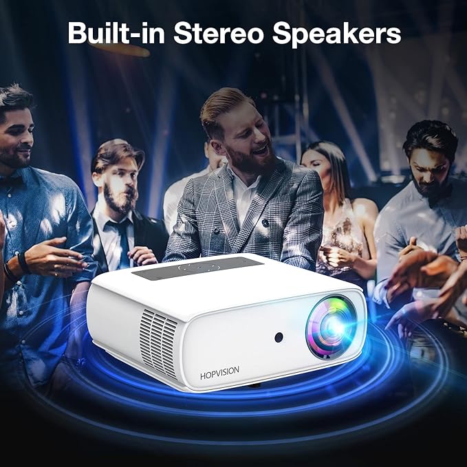 HOPVISION Proyector Native 1080P Full HD, Proyector de película de 15,000 Lux con 150,000 Horas de Vida LED, 4K & 350 pulgadas compatible Proyector, para el SmartPhone/PC/Laptop/PS4/TV Stick/EXCEL/PPT.