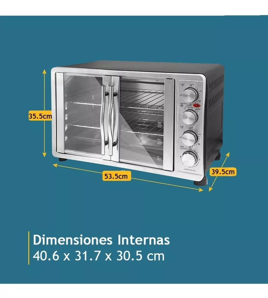 Horno Elite Gourmet De Doble Puerta Con Asador Y Convección .