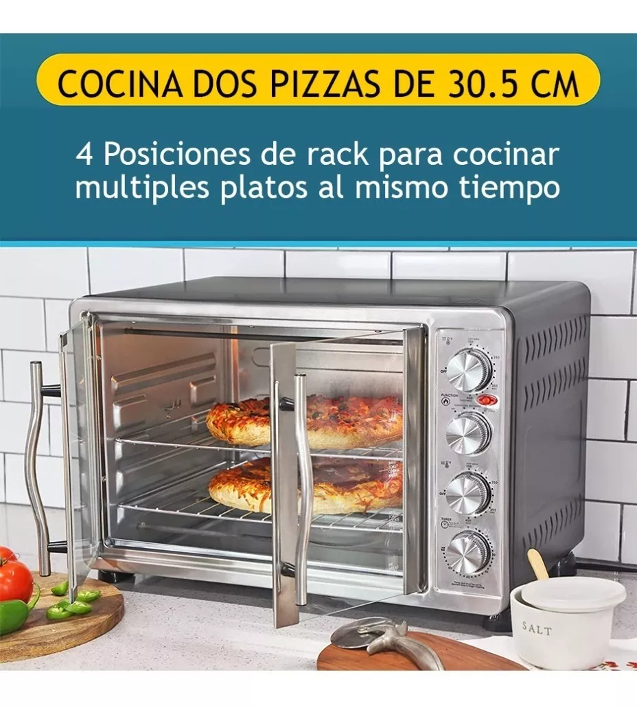 Horno Elite Gourmet De Doble Puerta Con Asador Y Convección .