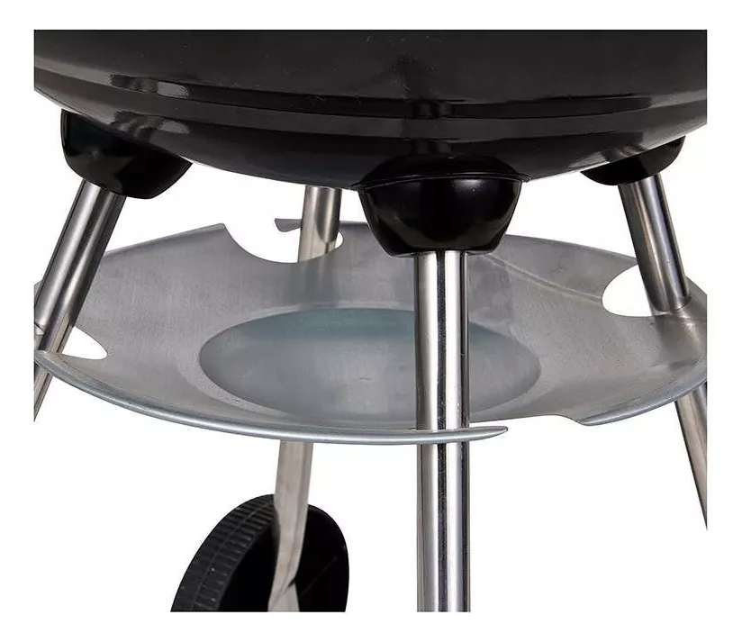 Asador De Carbón 46 Cms Diámetro Parrilla Redondo Negro.