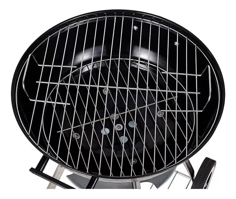 Asador De Carbón 46 Cms Diámetro Parrilla Redondo Negro.