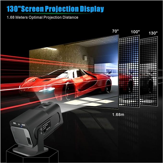 TEKXDD Proyector Portátil, 4K Full HD Wifi Mini Proyector, 1080P Proyector Inteligente Apoyo WiFi 6, 180° Rotación, BT 5.0, 10000 Lúmenes, Compatible HD-MI/USB/SD.