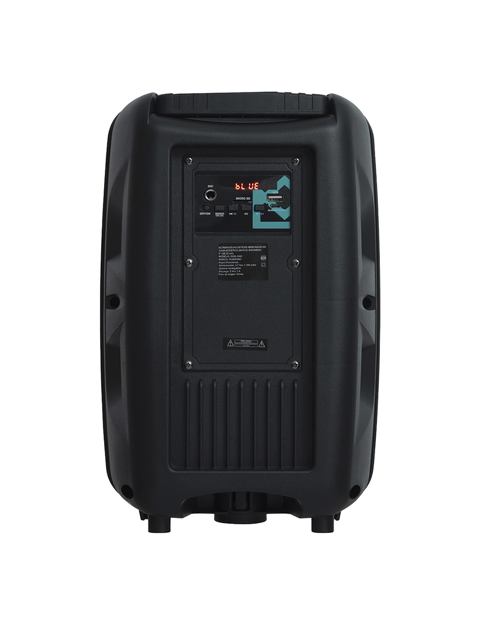 Bocina Bluetooth Robson Rob-1008 Recargable Usb Fm Aux 6200w Color Negro.