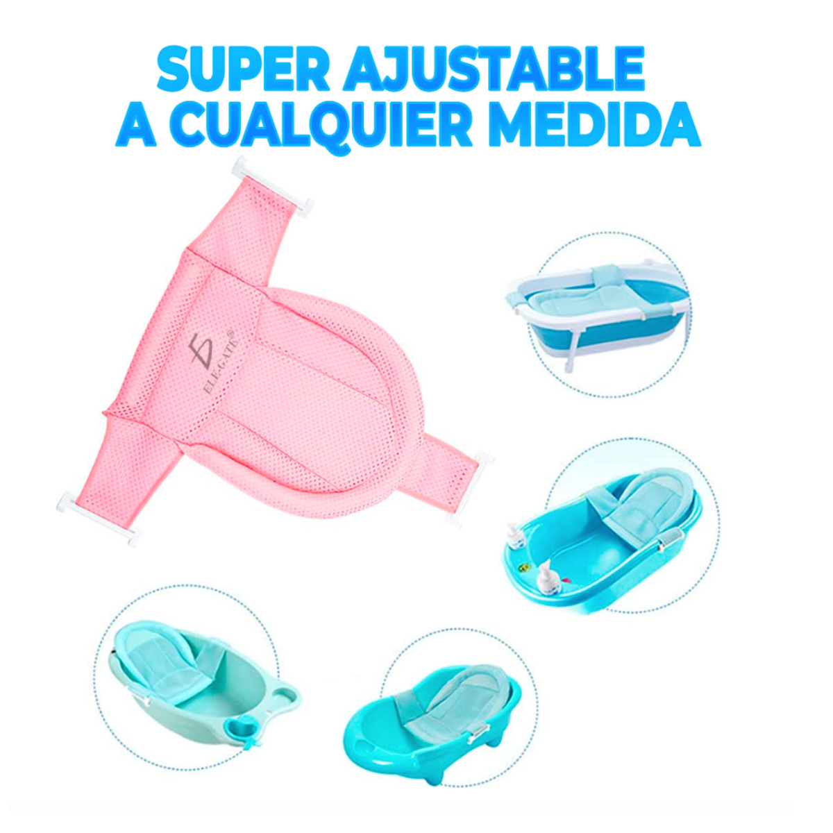 Soporte suave para tina bebé respaldo para bañera antideslizante color Rosa .