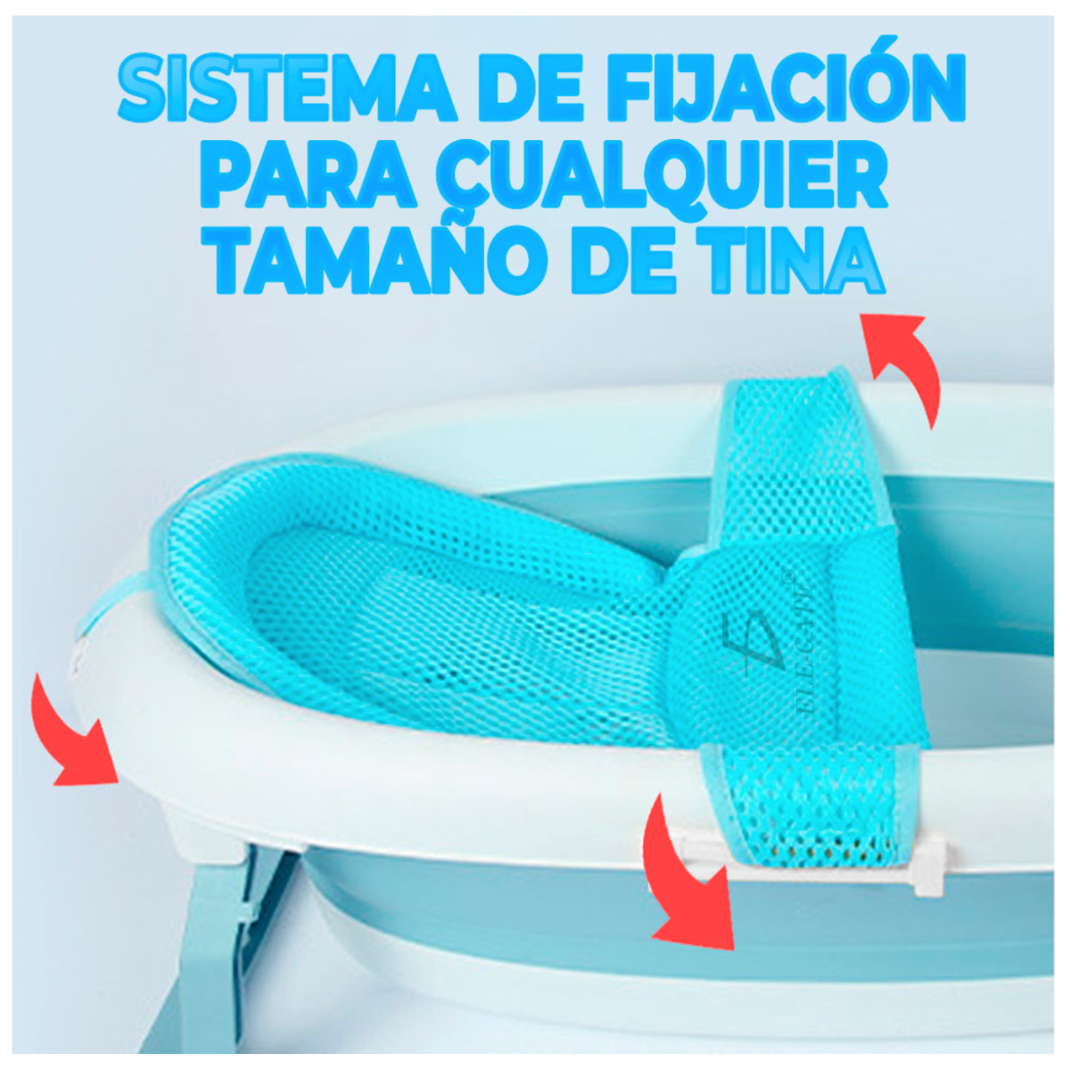 Soporte suave para tina bebé respaldo para bañera antideslizante color Rosa .