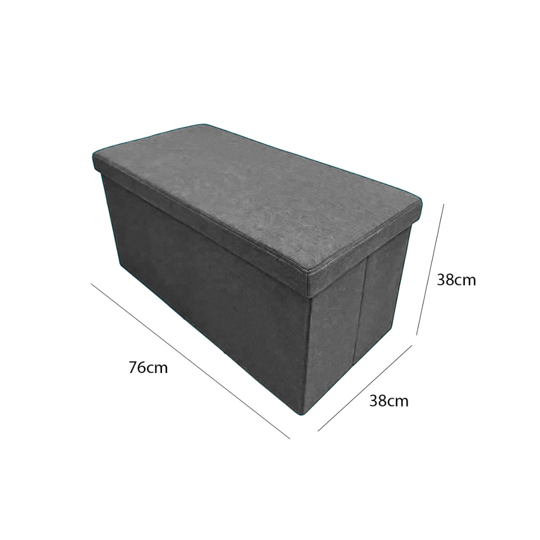 Baúl Otomano De Almacenamiento Plegable De 76 X 38 X 38 Cm (Poliéstrer Gris Oscuro).